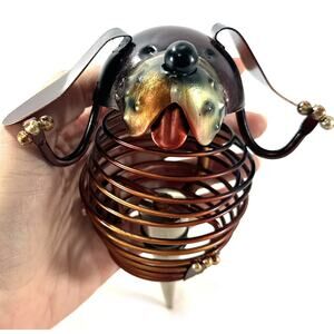 Metal Bobble Coil Dog Wine Bottle Topper Stopper Whimsical Metallic Brown